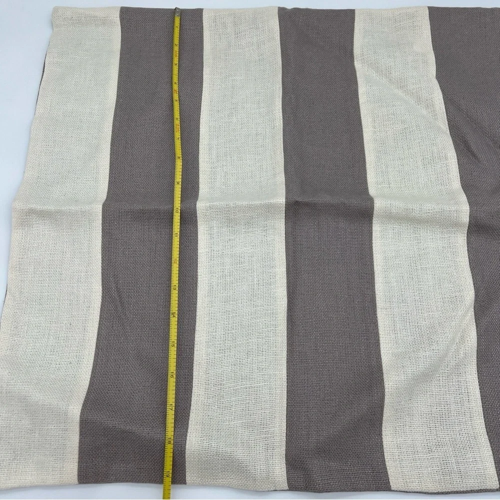 Pottery Barn Taupe And Cream Awning Stripe Linen 20x20 Pillow Cover NWOT